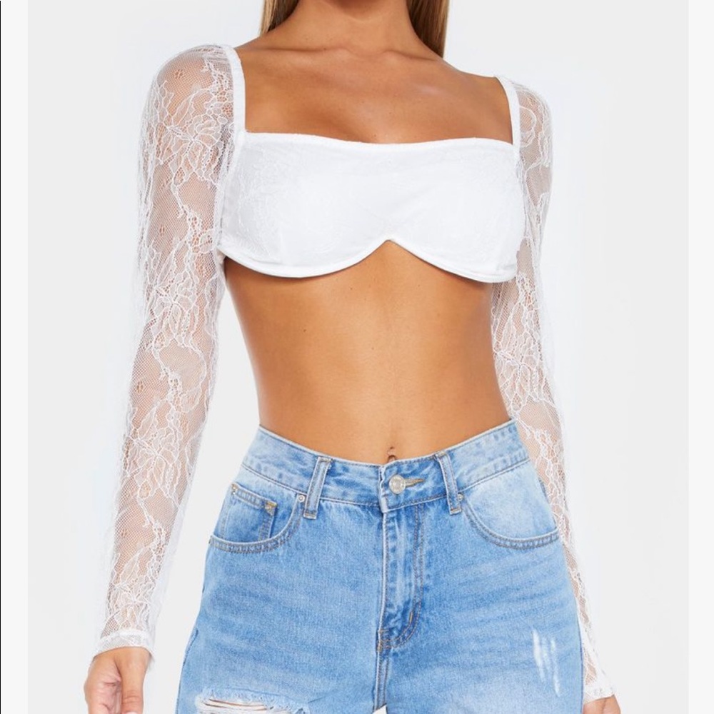 White lace crop top